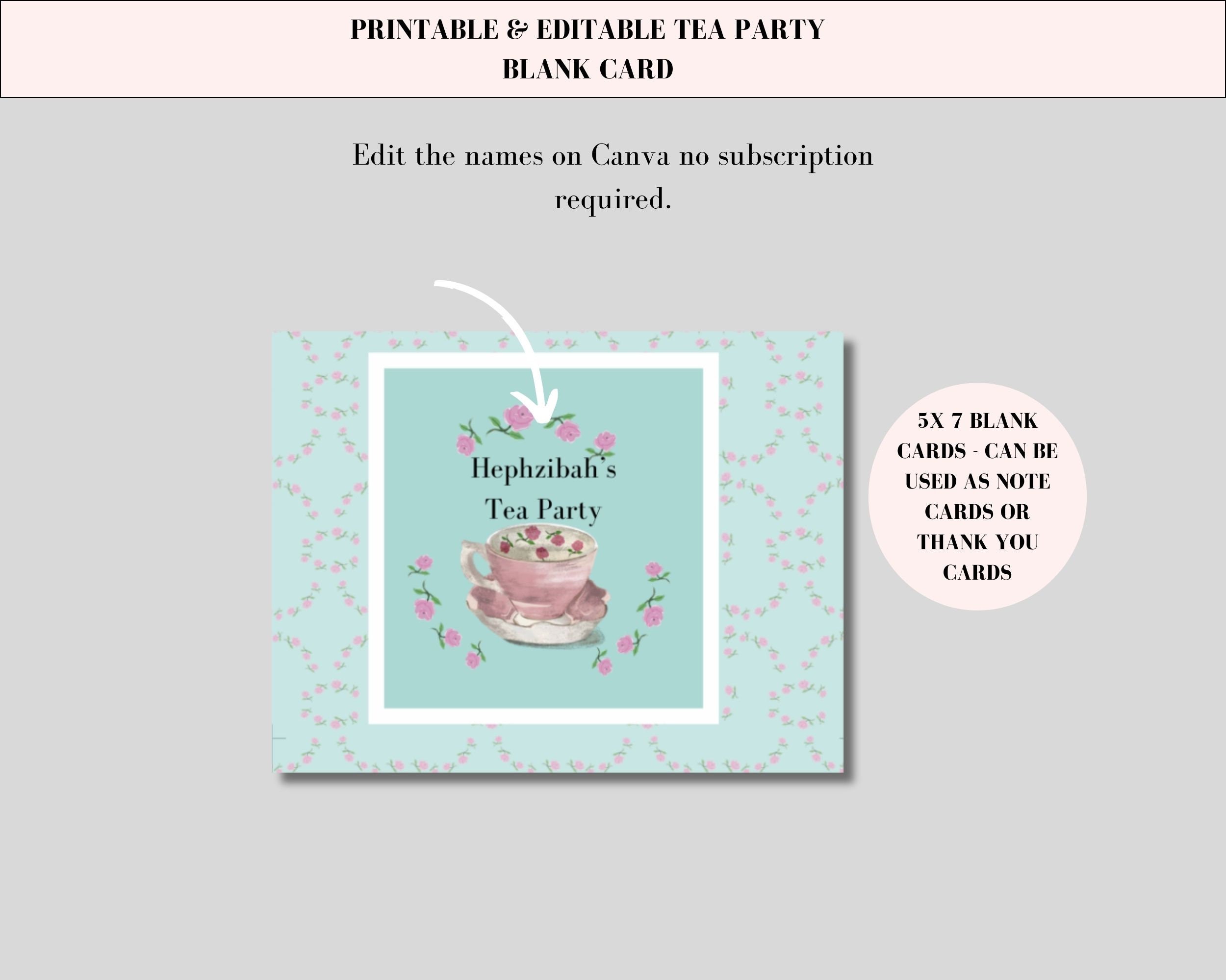 Tea Party Printable Set, Vintage Tea Party Decor, Editable Signs, CANVA ...