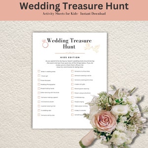 Wedding Scavenger Hunt for Kids, Wedding Treasure Hunt for Kids, Instant Download, Wedding Printables, Activities for Kids, Wedding Games