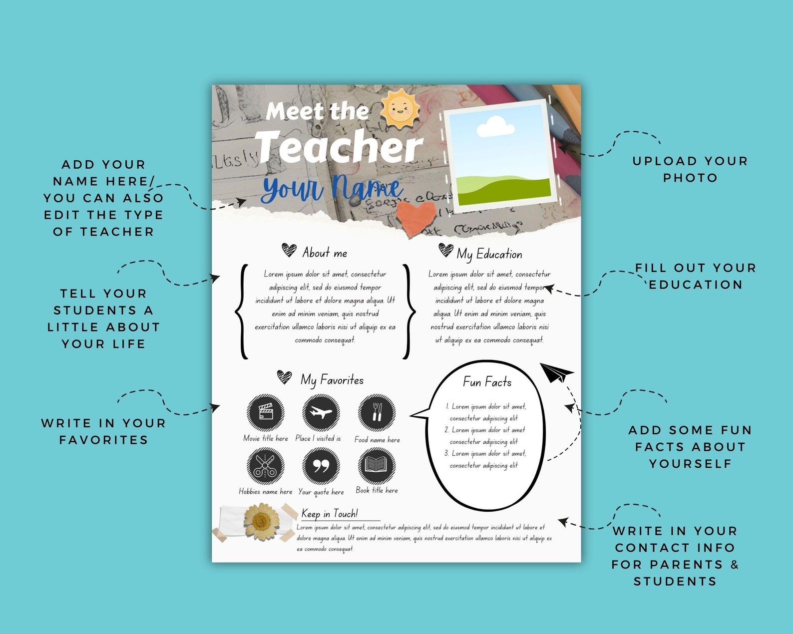 Boho Meet the Teacher Template: Canva Editable, Printable (digital ...