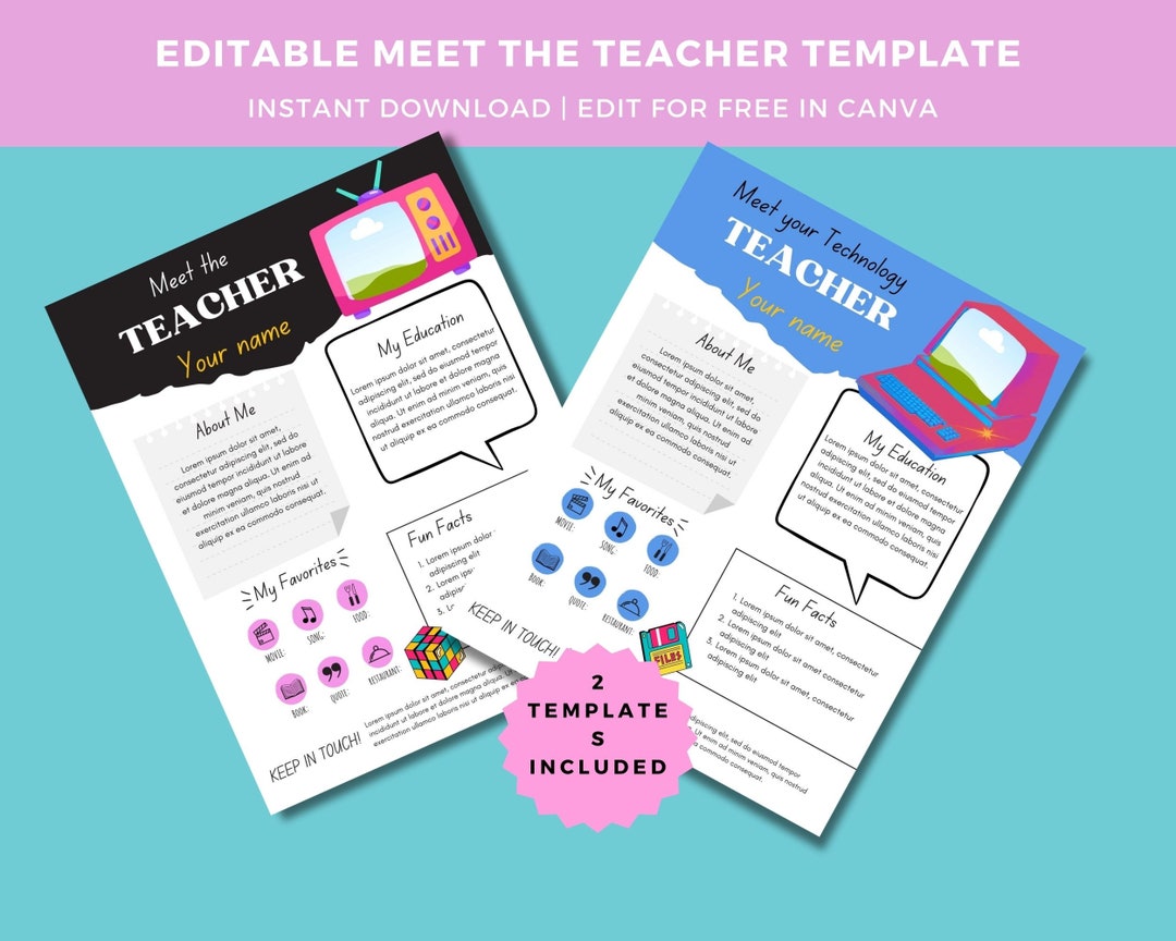 Meet the Teacher Template: Retro 80s & Tech Designs (canva Editable ...