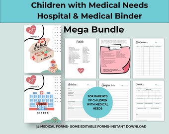 Child with Special Needs Medical Binder, Hospital Binder, Hospital Advice for Parents,  Special Needs Child, Printable Health Forms Bundle