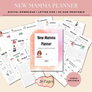 Pregnancy Planner Bundle: New Mom Journal, Baby Checklist (Canva Editable, Digital Download)