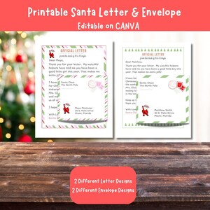 Carta de Papá Noel, Carta de Papá Noel, Descarga instantánea de carta editable de Papá Noel, Manualidades de papel, Plantilla de Canva, Correo del Polo Norte
