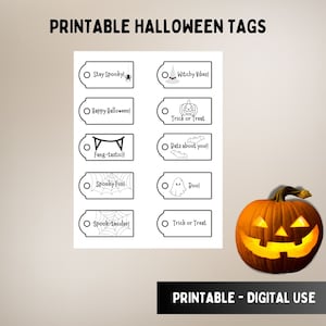 Halloween Printable Tags, Digital Tags, Halloween Tags, DIY Halloween Tags, Classroom Halloween, Gift Tags