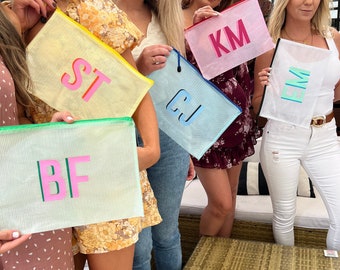 Beach Bag Shadow Monogram Pool Bag | Large - Bridesmaids Wedding Custom Bachelorette Name School Everyday