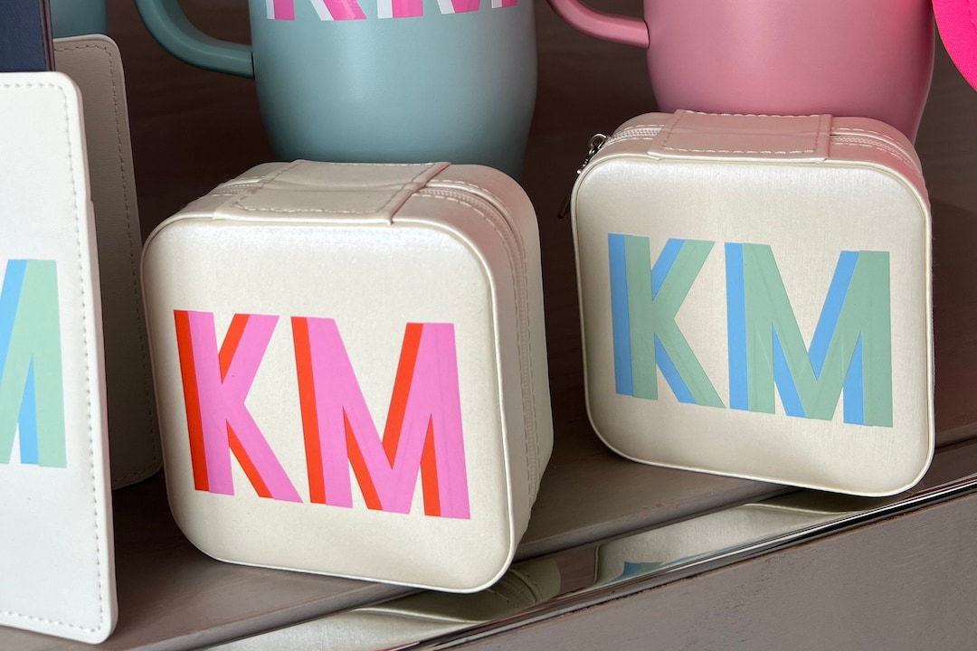 Monogram Case Shadow Monogram Travel Jewelry Case - Personalized Gift - Etsy