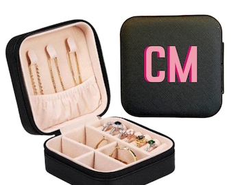 Shadow Monogram Travel Jewelry Case - Personalized Gift