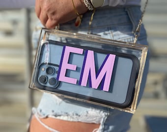 Stadium Clutch Bag, Clear Stadium Bag, Clear Concert Purse, Clear Bag with Strap, Varsity Letter Patches, Adhesive Patches