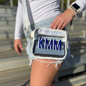 Clear Concert Purse, Clear Stadium Bag, Clear Bag with Strap,  Varsity Letter Patches, Adhesive Patches
