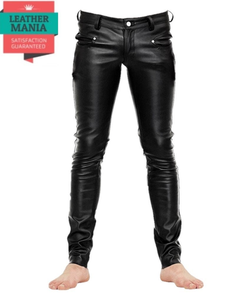 Image of Men Genuine Sheep Leather Pant Hand Crafted Pants