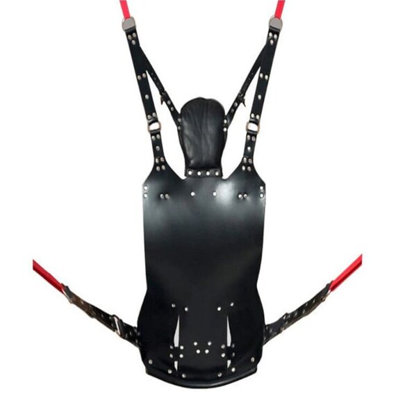 Genuine Black Leather sling heavy duty sex swing sling adult play hammock