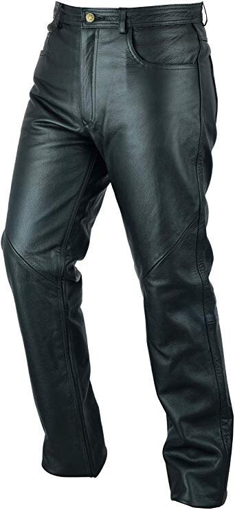 Image of Mens Genuine Leather Pant Handmade Black Biker With Zipper - Motorcycle Top Quality Trouser
