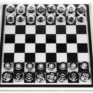 Handmade Inlaid Acrylic Chess Set Encased In Resin