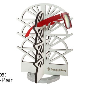 Rotating Sunglasses Rack - Art Deco - White