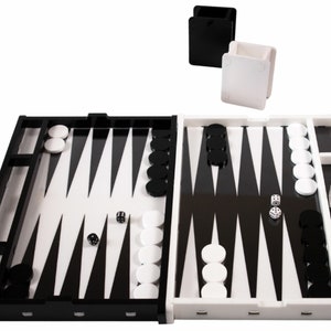 Inlaid Acrylic Backgammon Set – Black and White - Large