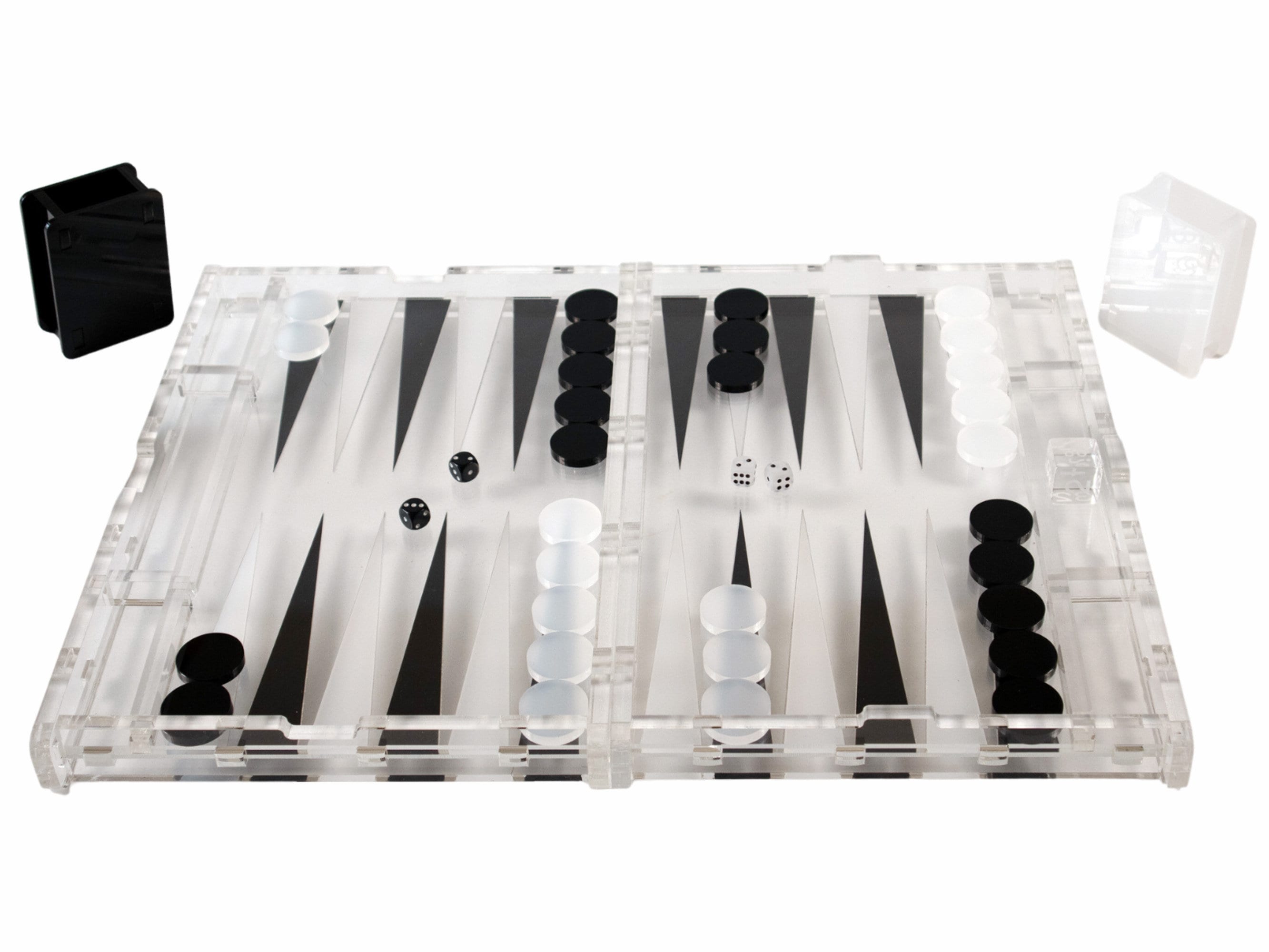 Inlaid Acrylic Backgammon Set – Clear, Black & Smoky - Large