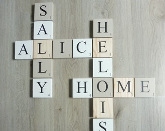 Lettre de Scrabble géante en bois, Lettre bois, prénom bois, lettre, chambre fille, chambre bébé, déco, design