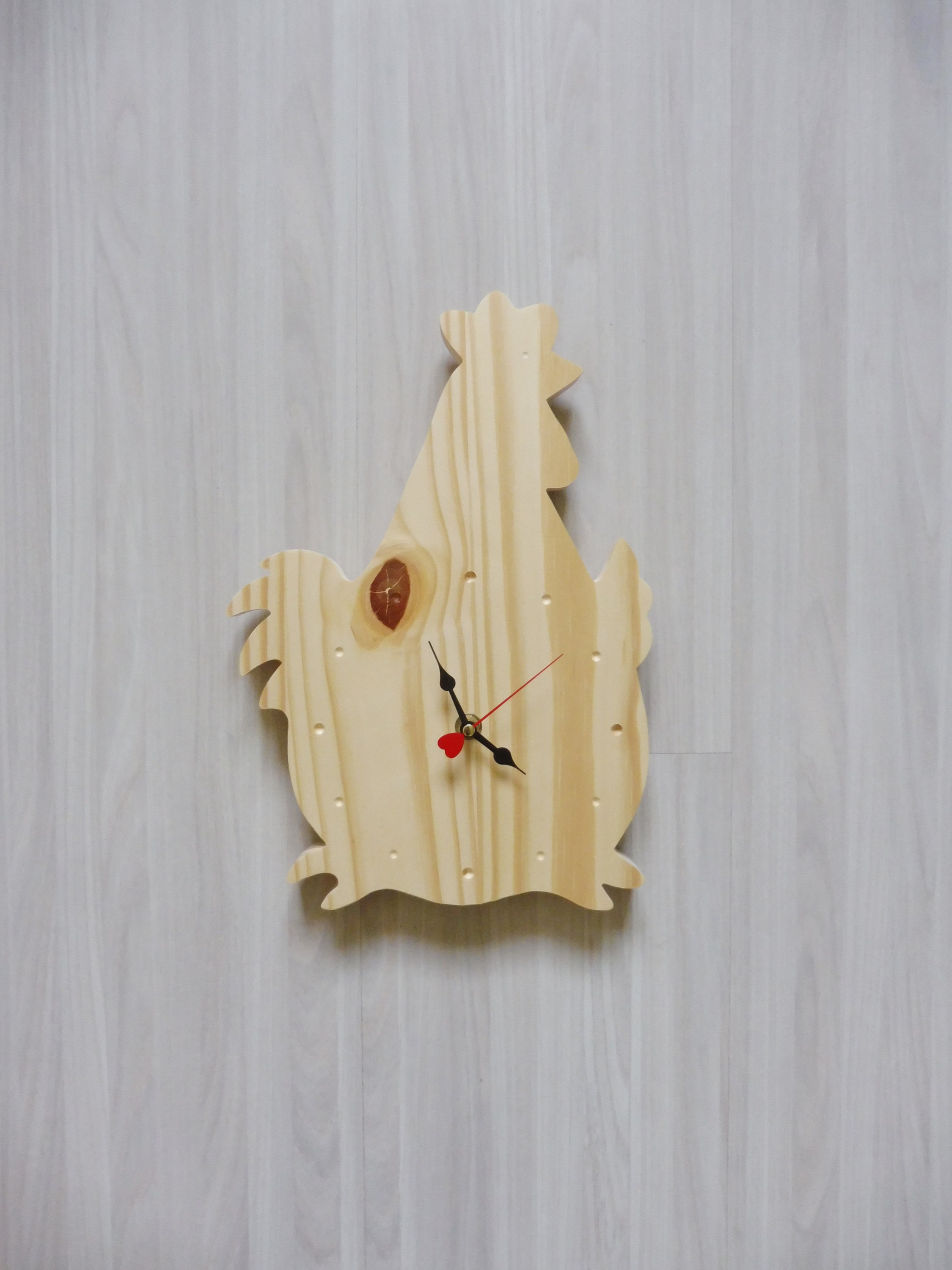 Horloge Poule en Bois