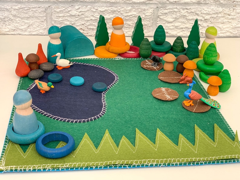 Teich Filz Spiel Szene / kleine Welt spielen / offene sende Etsy