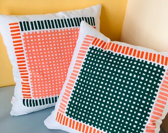 2 x BOLD cushion covers - 100% Cotton - Screen printed - Home Decor - Home Gift - Abstract Print - Pattern Design - Textile