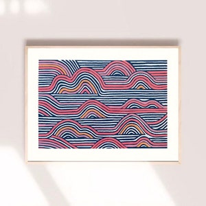 An imagined Landscape - screenprint - Original gift - Wall Art - Art print- Waves Nature - Poster Design - Home Decor - Gift