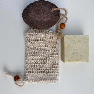 piedra pómez natural jabón natural bolsa de jabón oliva de sisal engastado por cano-flow.