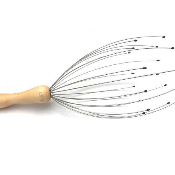 Head massager with wooden handle by cano-flow