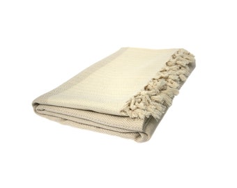 Decke aus 100% Baumwolle Picknickdecke Couchdecke Tagesdecke Sommerdecke Bettüberwurf Home Spa von cano-flow No8 beige