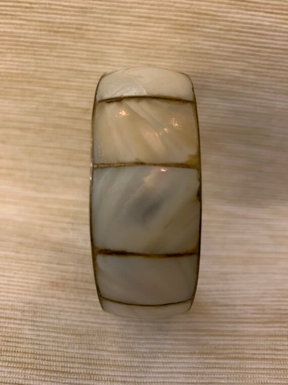 Mother of Pearl Vintage Bangle, Brass Mother of Pe
