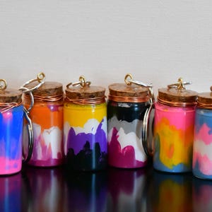 Tie Dye Queer Jar Keychains - Bisexual, Lesbian, Trans, Asexual, Pansexual, and Non-Binary Colors Available