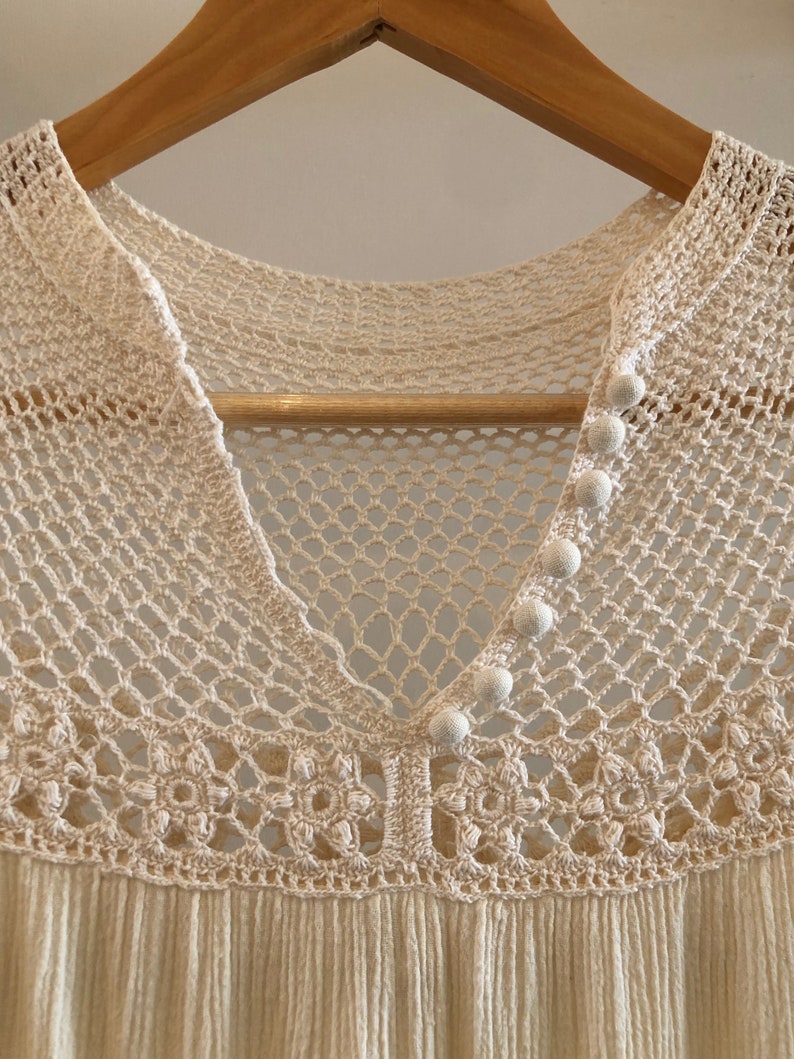 Vintage Cotton and Crochet Dress image 2