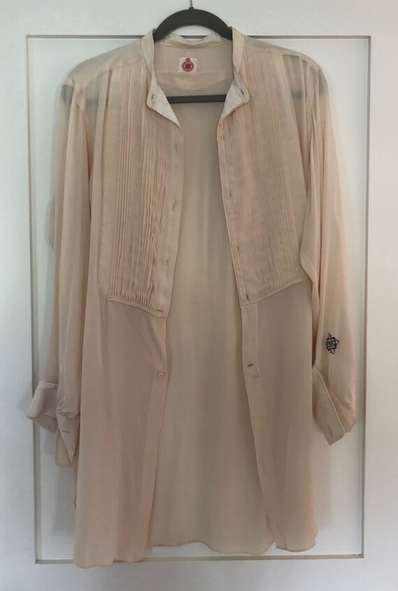 1920s Tuxedo Pleat Silk Dress Shirt