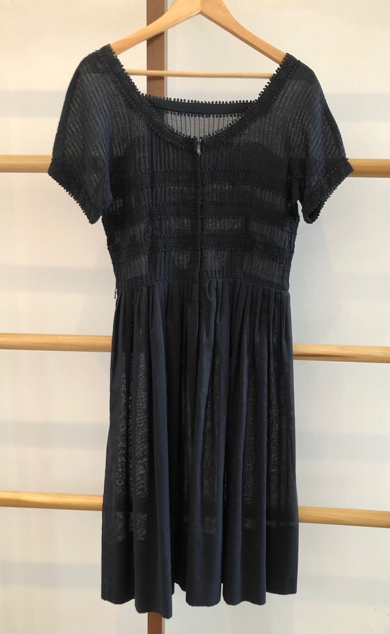 Vintage Black 1960s Cotton Day Dress - image 3