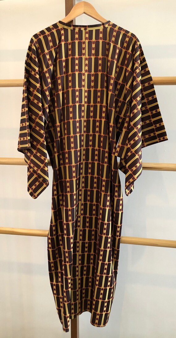 Vintage Brown, Orange and Mustard Silk Kimono - image 3