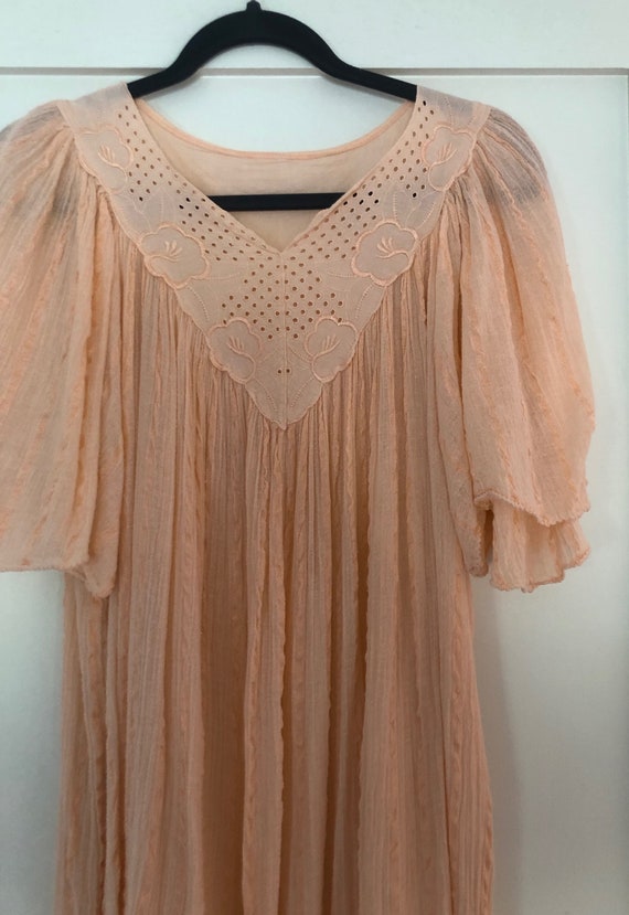 Vintage Peach Eyelet Maxi Dress