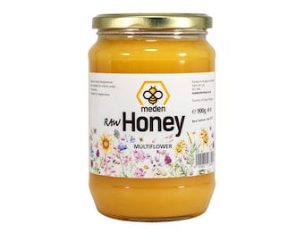 Miel orgánica cruda 100% pura, sin filtrar, sin calentar ni pasteurizar, de flores silvestres. Miel fresca y pura de la cosecha de 2025.