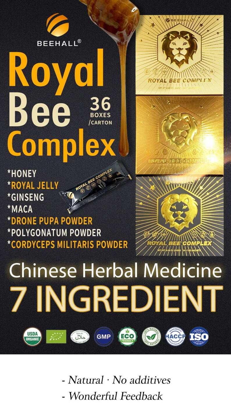 Royal Jelly Royal Bee Complex Honey with Royal Jelly Ginseng Maca, GIFT BOX Premium Quality image 5