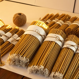 Ritual Beeswax Church Candles - DipperTapered - 12.59&quot; / 32cm - Handmade - Orthodox Church Candles Pure Beeswax