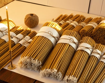Ritual Beeswax Church Candles - DipperTapered - 12.59&quot; / 32cm - Handmade - Orthodox Church Candles Pure Beeswax