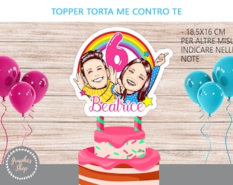 ME CONTRO TE - Topper e Cialda per Torta di compleanno, Digitale, Festa di Compleanno a tema, Allestimento Etichetta Stampabile da scaricare