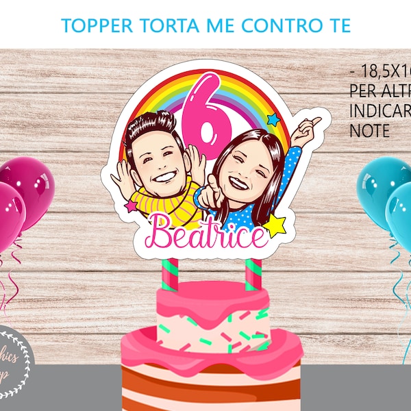 ME CONTRO TE - Topper e Cialda per Torta di compleanno, Digitale, Festa di Compleanno a tema, Allestimento Etichetta Stampabile da scaricare