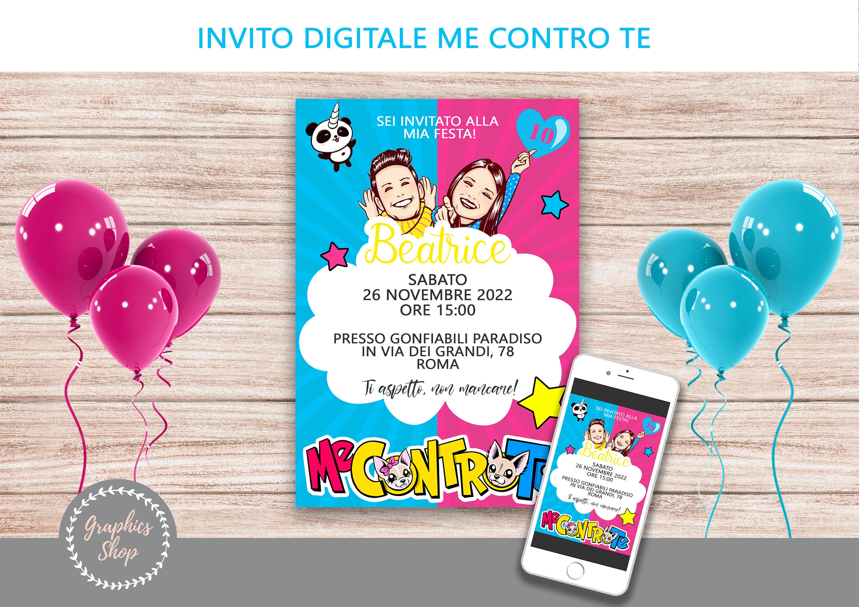 ME CONTRO TE Invito digitale per festa di compleanno a tema