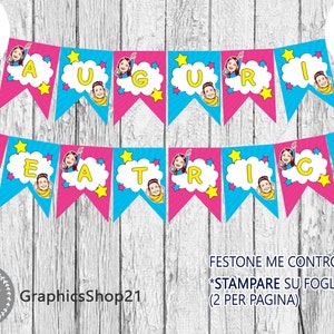 ME CONTRO TE Bandierine Festone personalizzato Digital Happy Birthday flag banner Compleanno Personalizzate stampabile download immagine 1