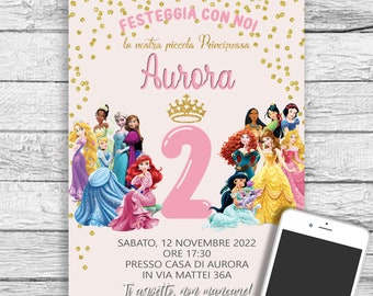 INVITI COMPLEANNO PRINCIPESSE DISNEY