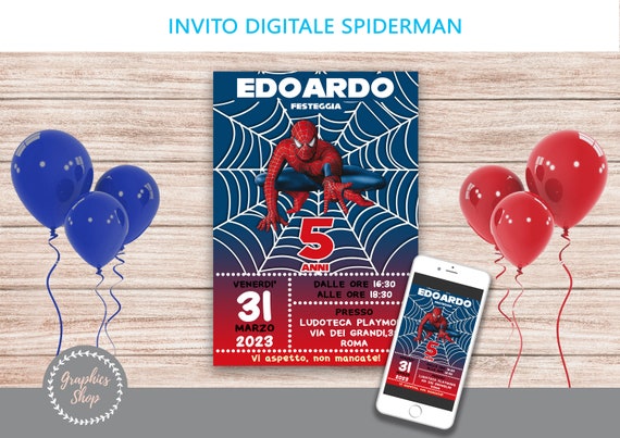 SPIDERMAN Invito digitale per festa di compleanno a tema, invito