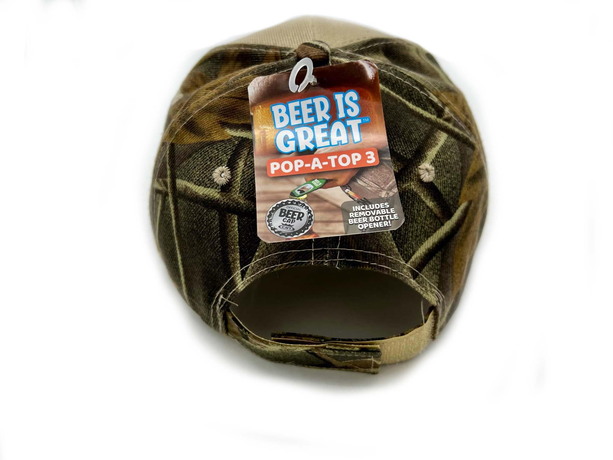 The Beer Hunter Bottle Opener Hat - Rugged Camo Style With a Twist