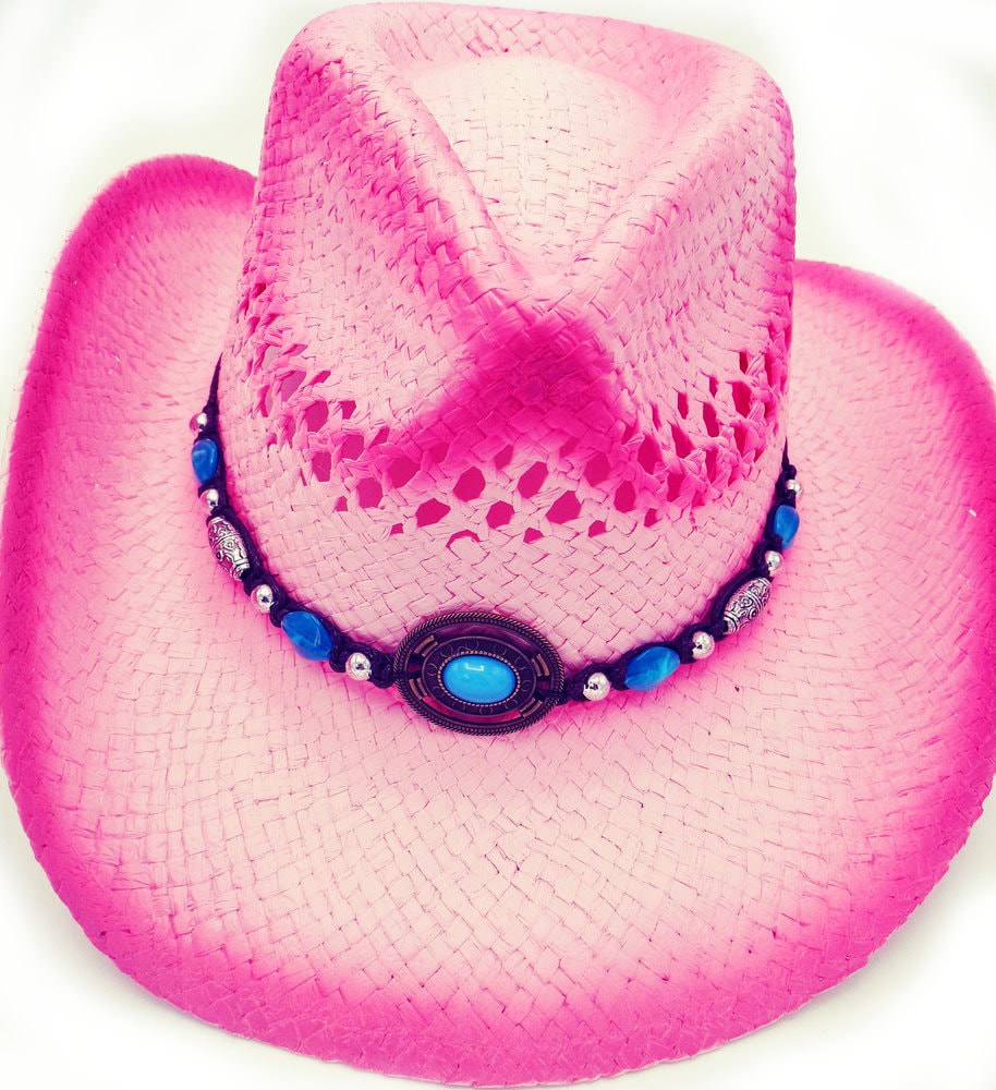 Ladies rustic hot pink cowboy hat etsy
