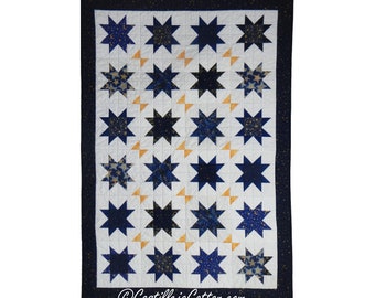 Floating Stars with Butterflies Lap Quilt, 4668-0, free shipping, navy, white, yellow lap quilt