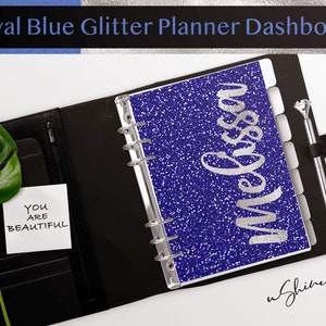 Real Royal Blue Glitter Personalize Name Planner Dashboard