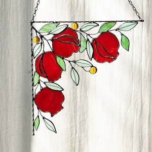 Stained Glass Corner Grenades Window hangings Suncatcher Modern Plant Home House Decor Wall Decoration Boho Art, Mother&#39;s gift idea